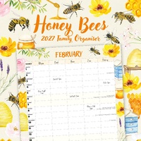 Honey Bees - 2027 Red Robin Square Wall Calendar Monthly Planner