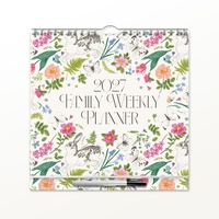 Family Weekly Planner with Pen - 2027 Red Robin Square Wall Calendar