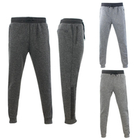 Mens Fleece Track Pants Joggers w 3 Zip Pockets Sweat Pants Casual Marle