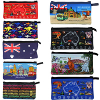 Australian Souvenir Kangaroo Aboriginal Pencil Case Pen Holder Pouch Zipped Bag
