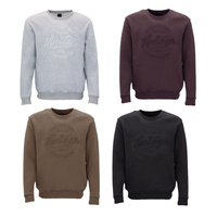 Men's Fleece Pullover Jumper Crew Neck Sweatshirt Embossed Hidden Pockets Vintage
