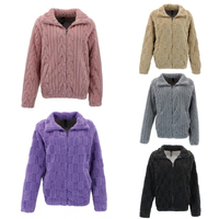 FIL Women's Teddy Fur Zip Up Jacket Fleece Soft Winter Sherpa Thick Fluffy Coat