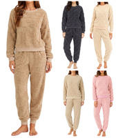 FIL Womens Plush Fleece Lounge Set Soft Warm 2 Piece Pyjama Sleepwear Set
