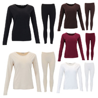 FIL Women's 2pc Thermal Underwear Set Fleece Long Sleeve Top & Bottom Base Layer