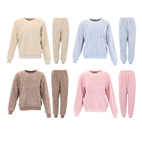 FIL Women's Fleece Loungewear Set Top & Pants Soft Warm Sleepwear Pyjamas 2pc