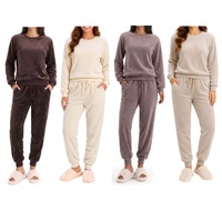 FIL Womens Plush Fleece Lounge Set Soft Warm 2 Piece Tracksuit Jogger Sleepwear