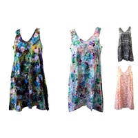 Ladies Women Beach Summer Beach Floral Sleeveless Dress Bikini V-Neck Cover Up