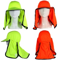 Mens Unisex Hi-Vis Safety Workwear Hat Eyelet Mesh Fluro Hat Elastic Orange Lime