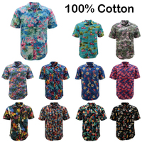 NEW Men's Short Sleeve 100% Cotton Shirt Tropical Hawaiian Summer Style S-6XL