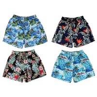 NEW Men's Hawaiian Beach Board Shorts  Tropical Casual 100% Cotton Elastic Waist