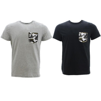 Men's 100% Cotton Short Sleeve T-Shirt Camo Pocket Tee Tops Military Camouflage