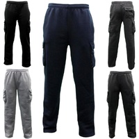 Men's Cargo Fleece Track Pants Low Pill Casual Jogging Sports Trackies