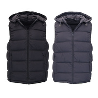 FIL Men's Puffer Vest Jacket Removable Hood Zip Pockets Sleeveless Winter Gilet