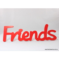 Home Wedding Decor Wooden Block Words Freestanding/Hanging - Friends Red