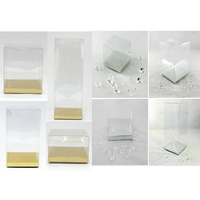 25x Clear PVC Boxes Favor Party 5 6 7 8 9 10 cm Square Gift Silver Gold Base