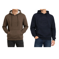 Mens Heavyweight Thick Fleece Lined Hoodie 400gsm Warm Jumper Pullover Embossed