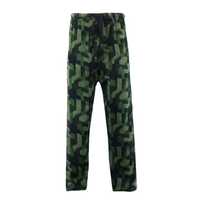 Men's Soft Plush Lounge Sleep Pyjama Pajama Pants Fleece Winter Sleepwear [Size: 2XL] [Design: Dark Green/Geometric]