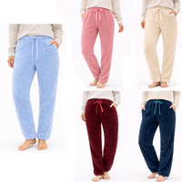 FIL Womens Teddy Fleece Pants Soft Plush Lounge Pyjama Bottoms Pockets