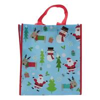 4x Christmas Tote Shopping Bag Printed Xmas Reusable Grocery Gift Bag Wrap