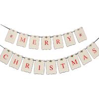 Merry Christmas Banner Decor Hanging Bunting Flag Xmas Wall Decorations