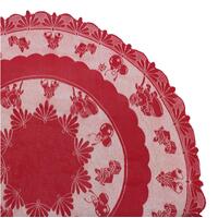 Christmas Red Lace Round Tablecloth Table Cover Topper Decor 150cm