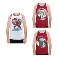 Men's Cotton Christmas Singlet Tank Top Sleeveless T-shirt Xmas Party Wear