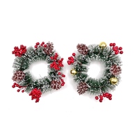 Christmas Snowy Red Berry Wreath Door Candle Ring Decoration Table Centrepiece