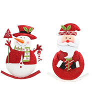 Standing Rocking Metal w Glitter Christmas Xmas Decoration Décor - Santa Snowman [Occasion: Christmas] 