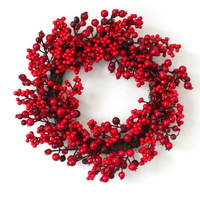 25-45cm 18" Christmas Red Berry Wreath Xmas Door Wall Hanging Décor Decoration