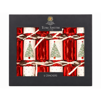 Tom Smith 6 Christmas Crackers Bon Bons 20cm Red White Xmas Table Party