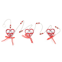 Christmas Hanging Garland Metal Chain Hearts with Reindeers Beads Ribbons 120cm