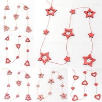 2x Christmas Garland Red Hearts on String Hanging Xmas Decoration Décor 120 cm