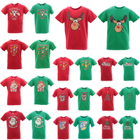 Kids Boys Girls Christmas Xmas T Shirt Tree 100% Cotton Red Green Size 0-16 NEW