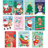 10pcs Kids Christmas Xmas Greeting Cards School Class Santa Reindeer
