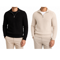 FIL Mens Quarter Zip Knit Sweater Textured Pullover Winter Washable Jumper