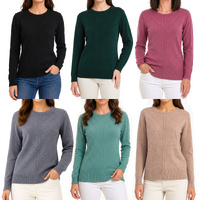 FIL Womens Soft Knit Panel Jumper Sweater Long Sleeve Crew Neck Stretch Washable