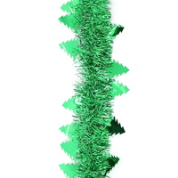 12m Christmas Tinsel Garland Extra Wide (4m x3) - Metallic Trees_Green