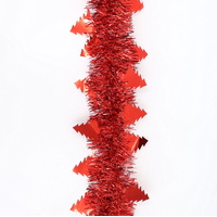 12m Christmas Tinsel Garland Extra Wide (4m x3) - Metallic Trees_Red