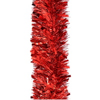 12m Christmas Tinsel Garland Extra Wide (4m x3) - Deluxe Metallic Mix_Red
