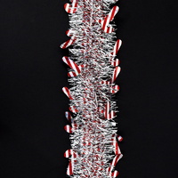 12m Christmas Tinsel Garland Extra Wide (4m x3) - Candy Cane_Red Silver