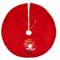 Christmas Embroidered Red Felt Tree Skirt 120cm - Santa