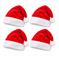 Plush Santa Hats 4 Pack Red White Christmas Xmas Costume Party Hats