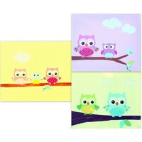 Kids Girls Room Décor Stretched Canvas Print on Frame Owl / Bird - Pink