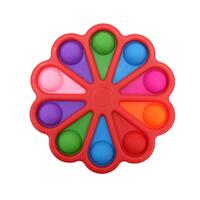 Pop Fidget Toy Simple Dimple Bubble Key Chain - [Large 10 Bubble Flower - Red]