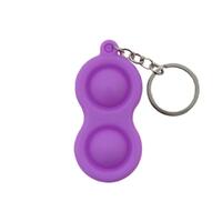 Pop Fidget Toy Simple Dimple Bubble Key Chain - [Key Chain 2 Bubble - Purple]