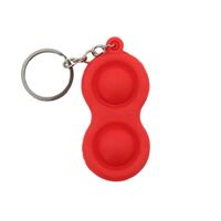 Pop Fidget Toy Simple Dimple Bubble Key Chain - [Key Chain 2 Bubble - Red]