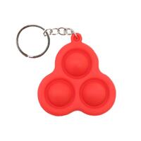 Pop Fidget Toy Simple Dimple Bubble Key Chain - [Key Chain 3 Bubble - Red]