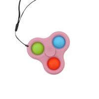 Pop Fidget Toy Simple Dimple Bubble Key Chain Sensory Toy Stress Relief  - [3 Bubble Spinner - Pink]