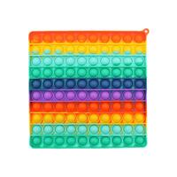 Pop Its Push It Pop Bubble Fidget Toy Sensory Stress Relief Tiktok Game Gift  - [Jumbo Square - Rainbow]