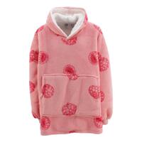 FIL Kids Oversized Hoodie Blanket Fleece Pullover -  Raspberries/Pink (Kids)